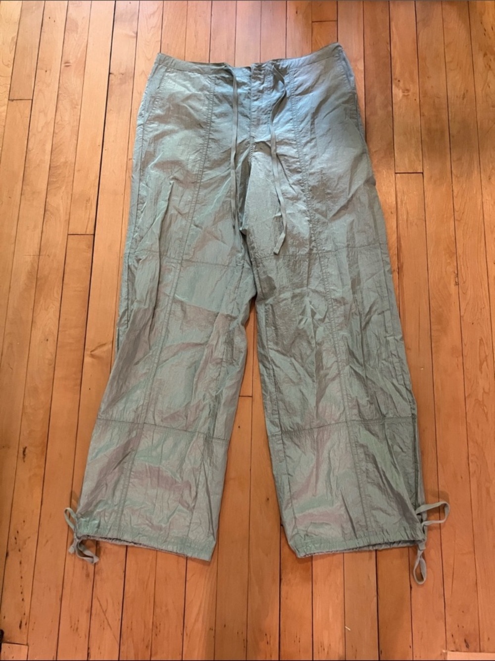 Superdown Green Windbreaker Wide Leg Nylon Track Pants Size Small
